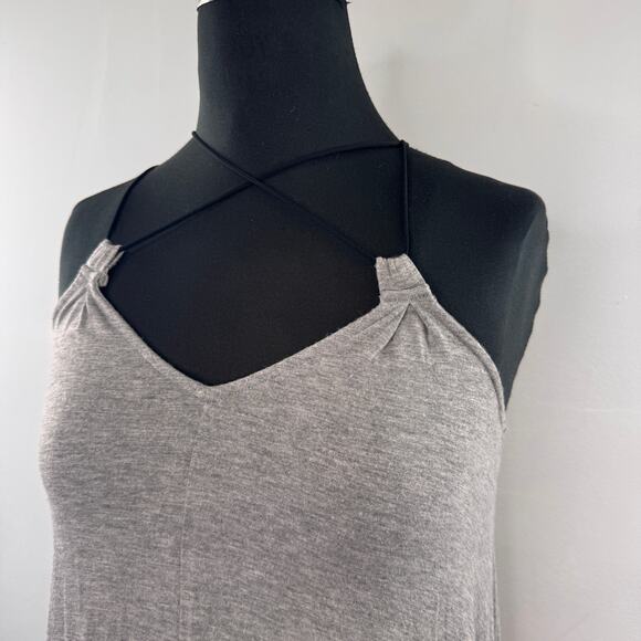 Bella Luxx Heather Gray Top Stretch Halter Neck Sleeveless Pullover Size Small S - Picture 2 of 6